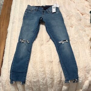 Abercrombie & Fitch Maternity Medium Blue Ripped Skinny Jeans